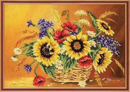 Подсолнухи в корзине